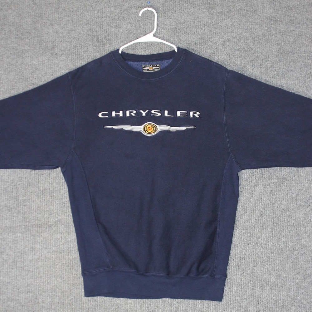 Chrysler Sweatshirt Mens M Navy‎ Blue Embroidered Logo Pullover Crewneck